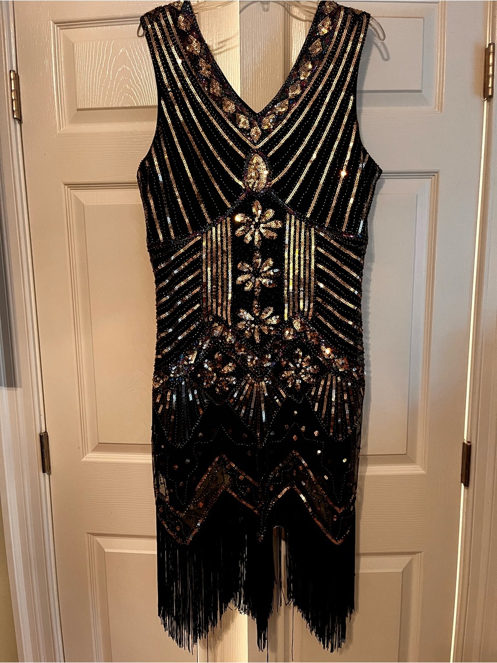 Black & Gold sequined Flapper Dress